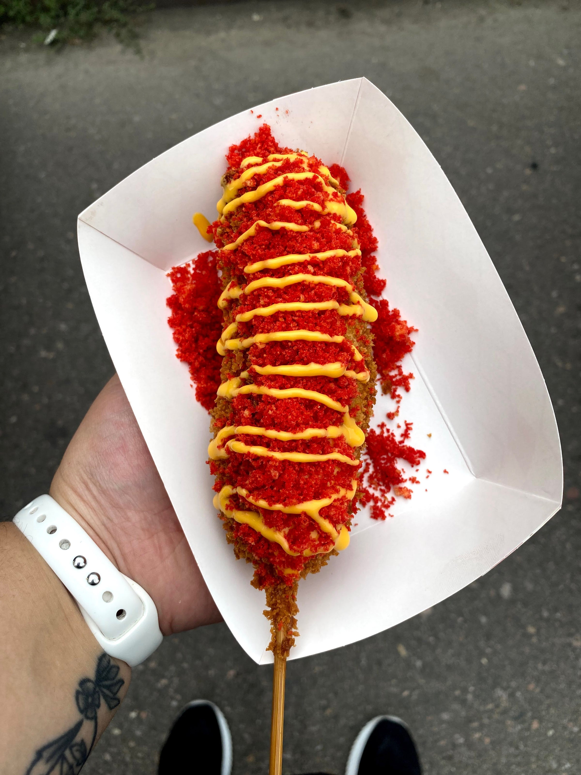 Hot Cheeto Mozzarella Korean Corn Dog Mozzarella Korean Corn Dog